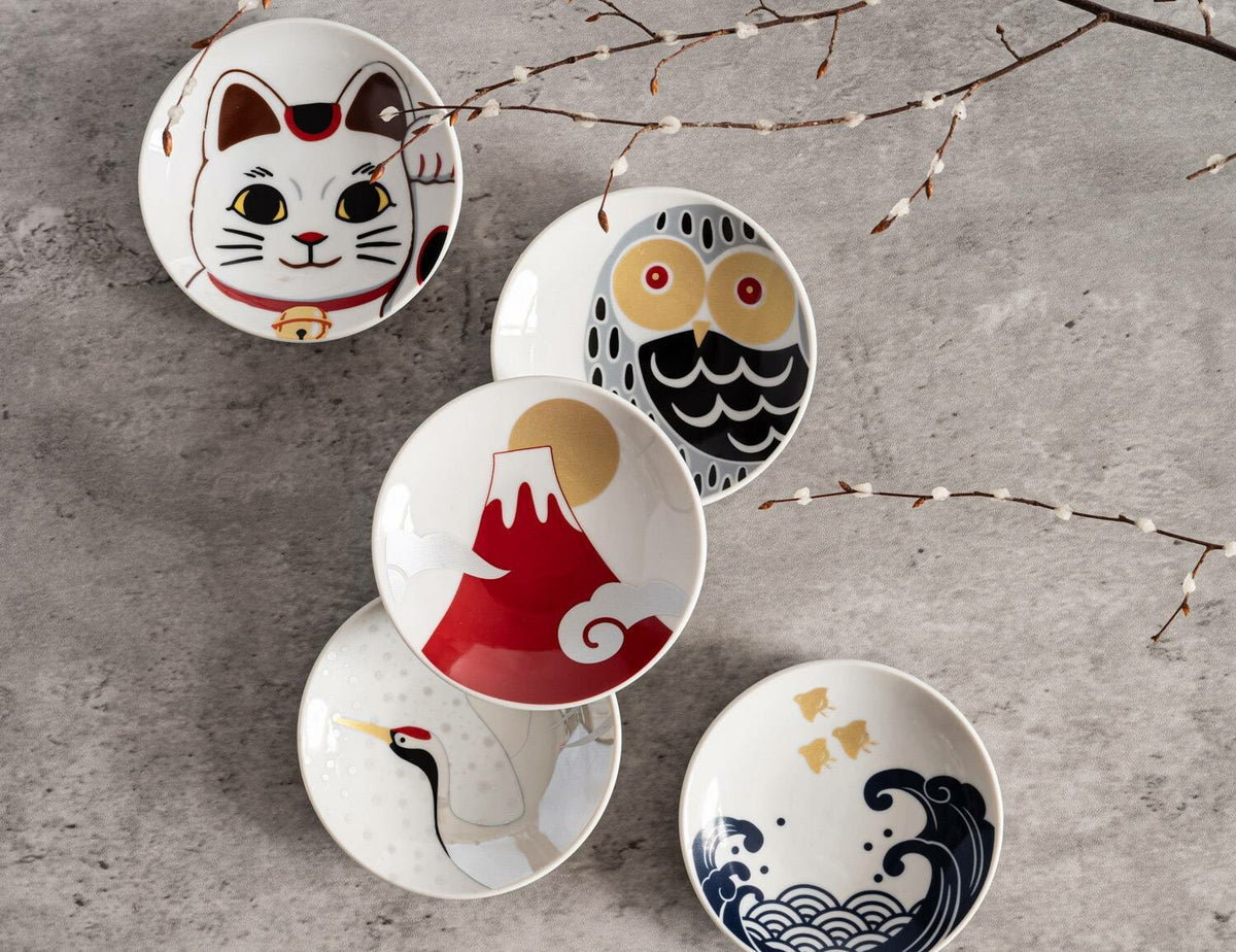 mamekichi2021マントルピース　ノブレスタイプ Minoyaki Iconic Japanese Motif Mamezara Bean Dish Set – Object of