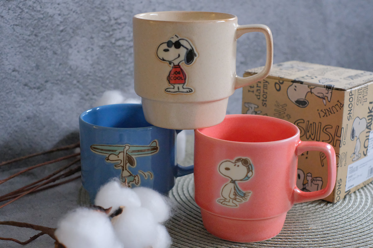 Vintage Peanuts Snoopy Flying Ace/ Surfer/ Joe Cool Mug Cups