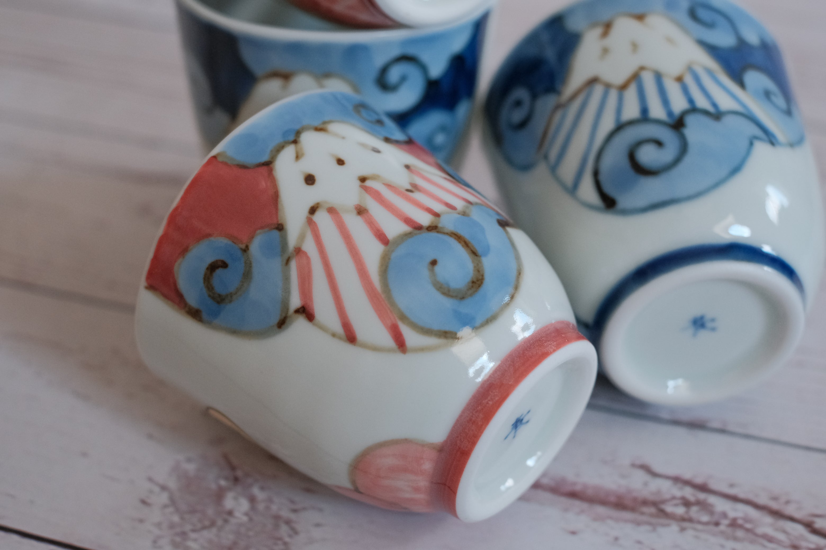Madori Fuji-e Pair Porcelain Teacups