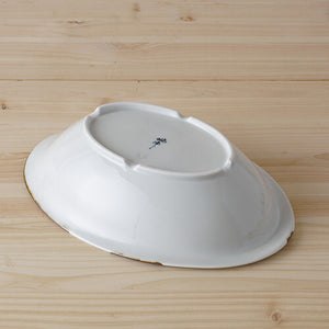 Hasamiyaki Minimalist Oval Half Stripe Serving Bowl