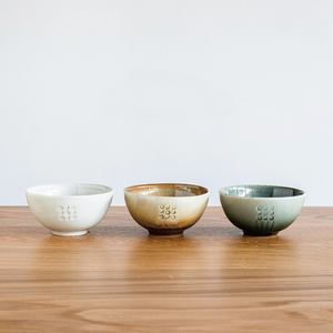 Set of 3 Shigaraki Ware Sun & Moon Ombre Bowl