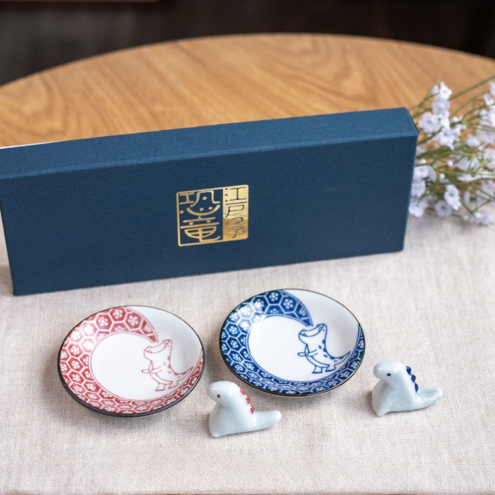 Edo Dinosaur Mamezara Plate & Chopstick Rest Set – Object of Living Edo Dinosaur Mamezara Plate & Chopstick Rest Set – Object of Living