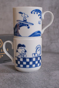 Peanuts Japan Snoopy The Great Wave Sometsuke Pair Mug Set
