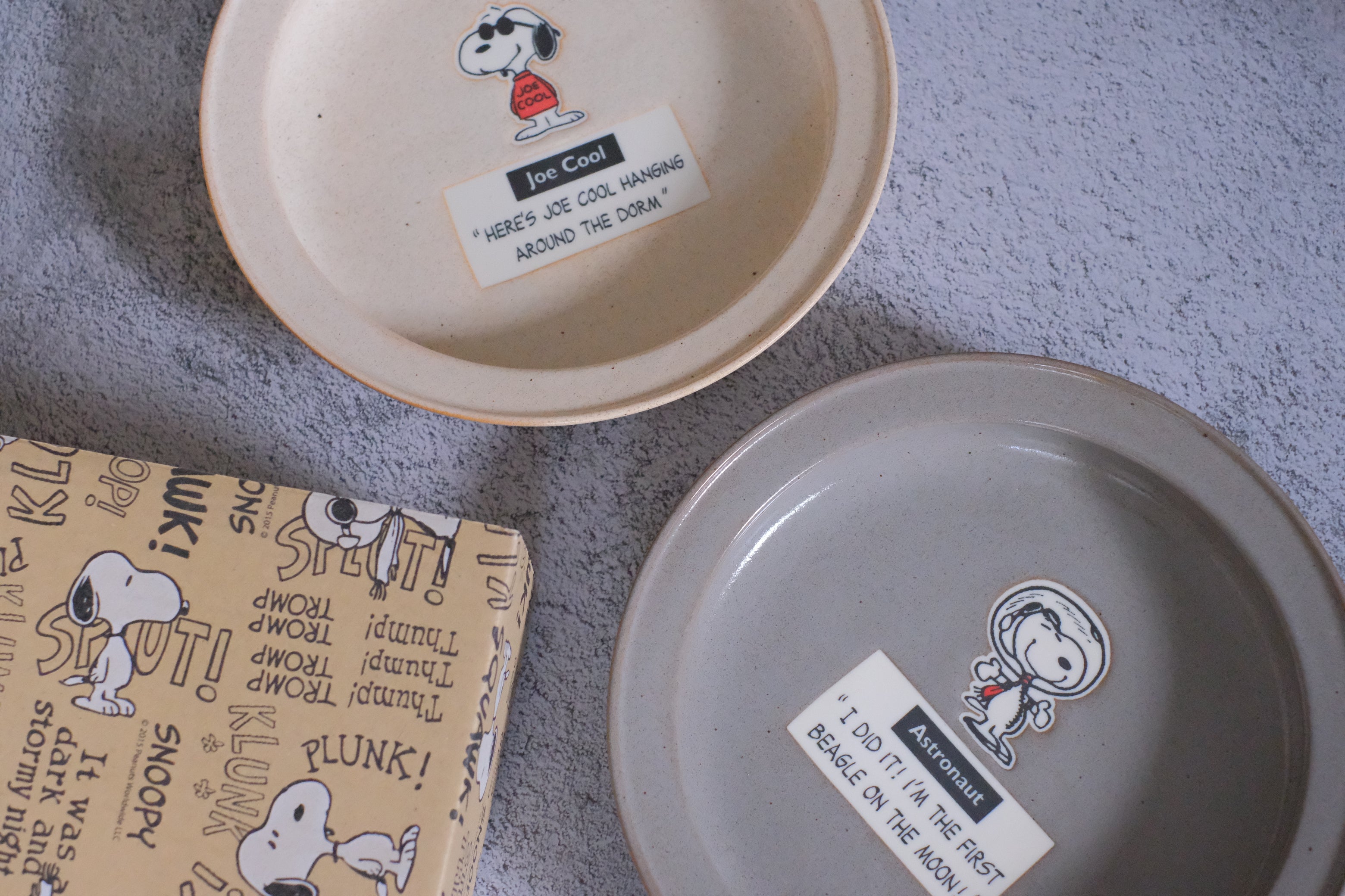 Vintage Peanuts Snoopy Joe Cool Deep Dish/ Pasta Plate Pair