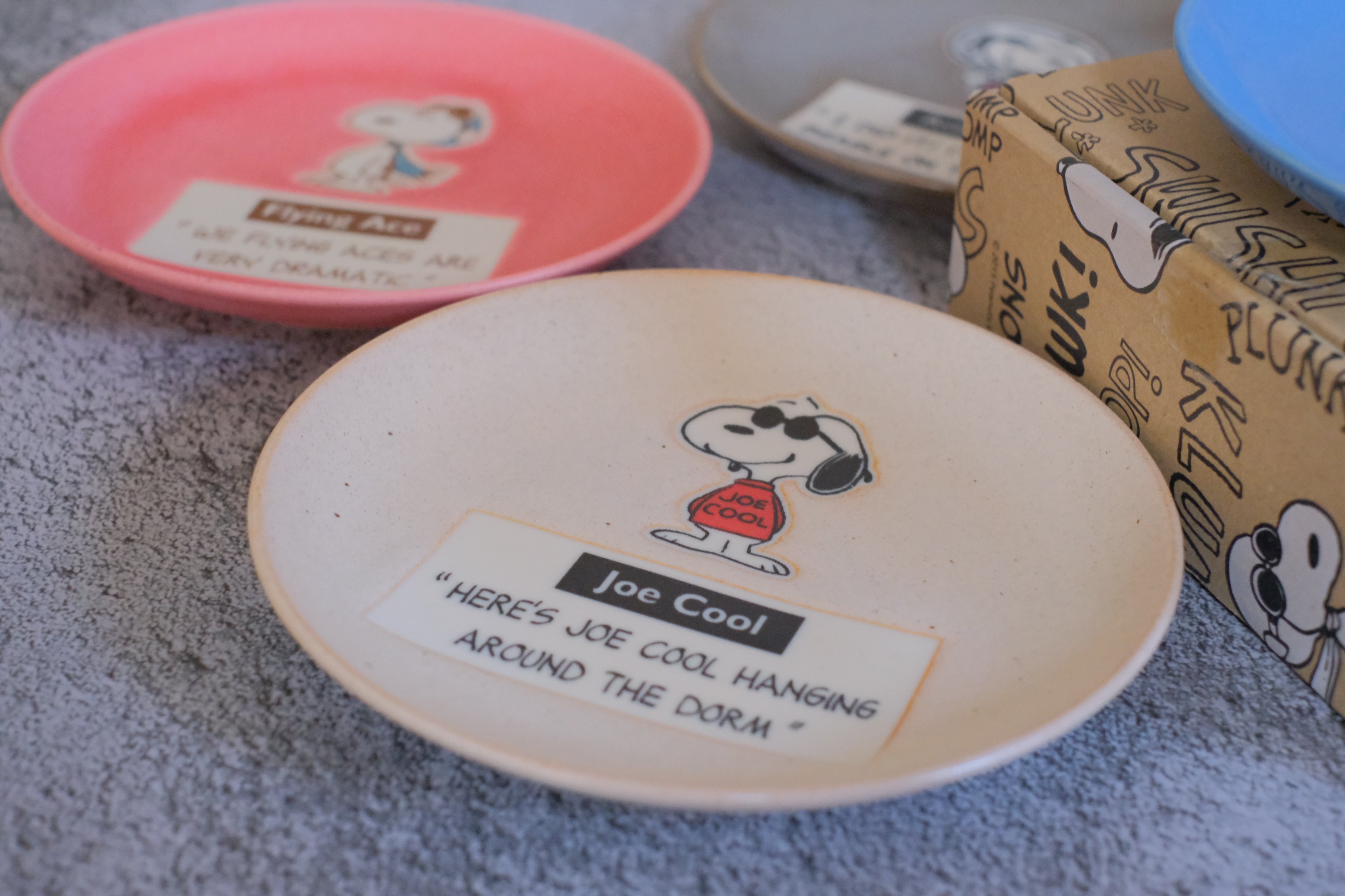 4 Piece Vintage Peanuts Snoopy Retro Appetizer Plates