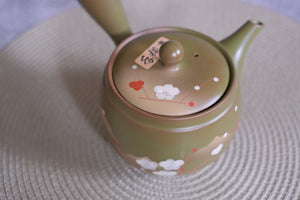 Tokoname Works Deep Olive Plum Branch Clay Teapot