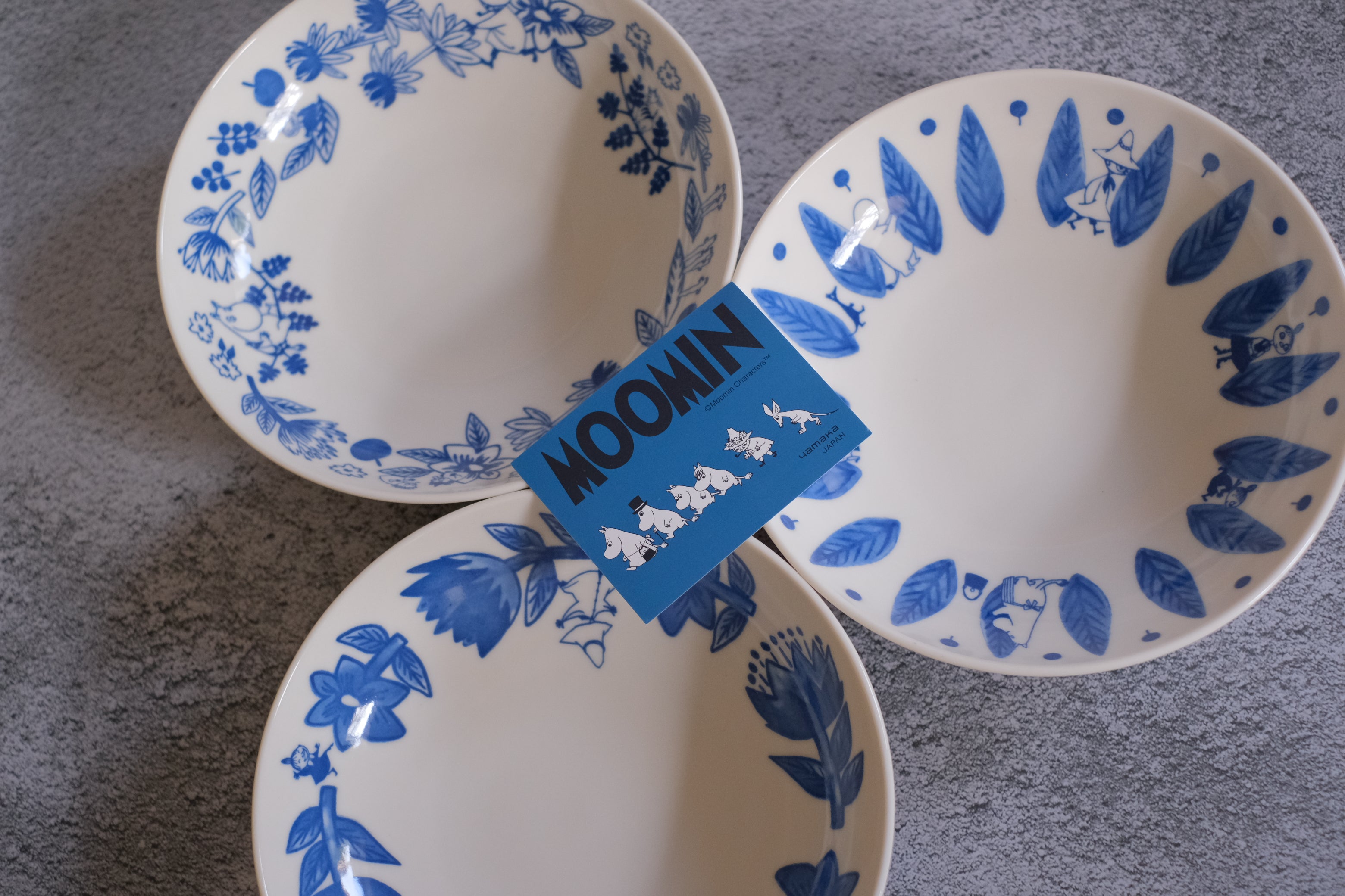 Moomin Indigo Forest Floral Arabesque Trio Bowl Set