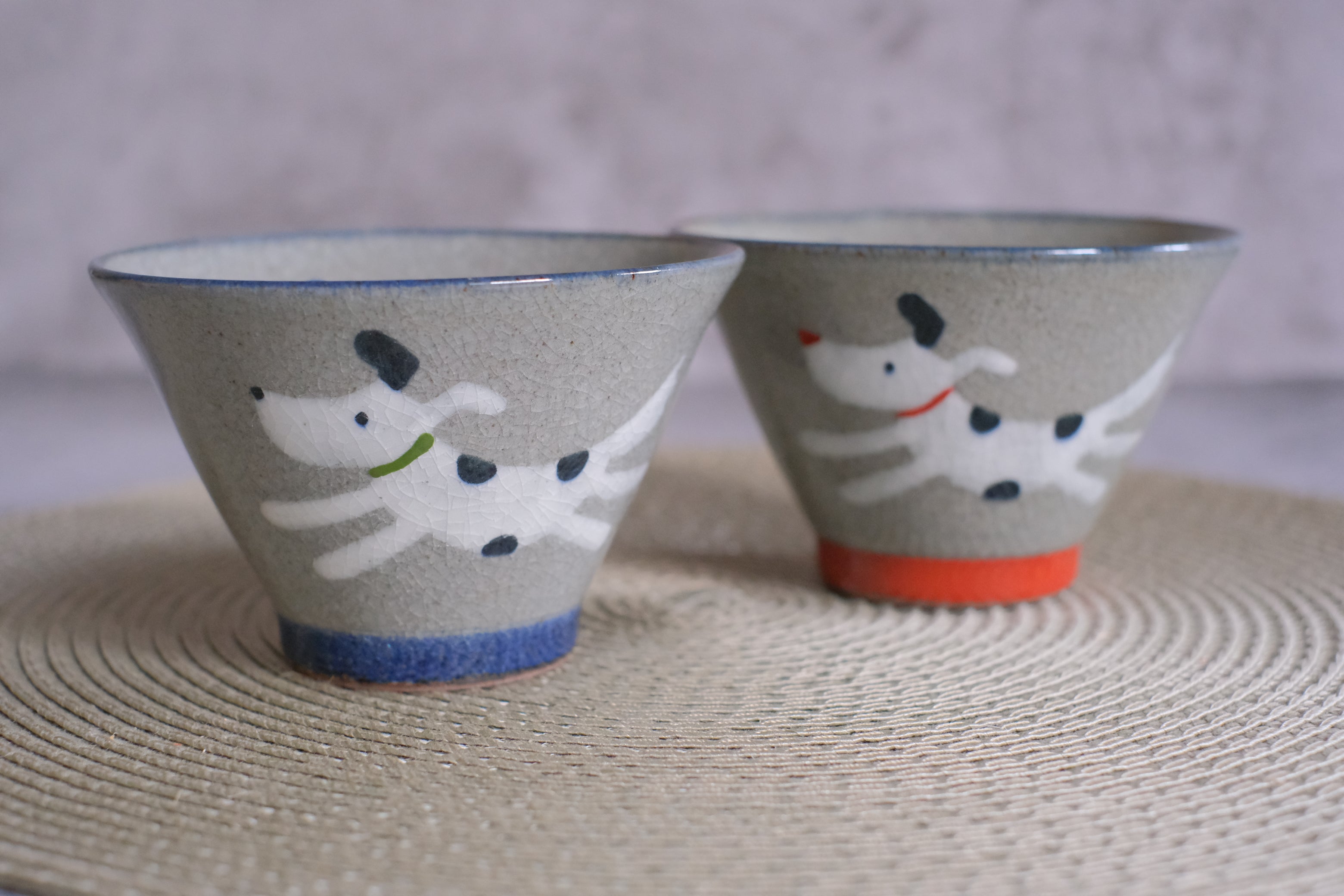 Shoho-gama Hasamiyaki Pair Dog Teacups