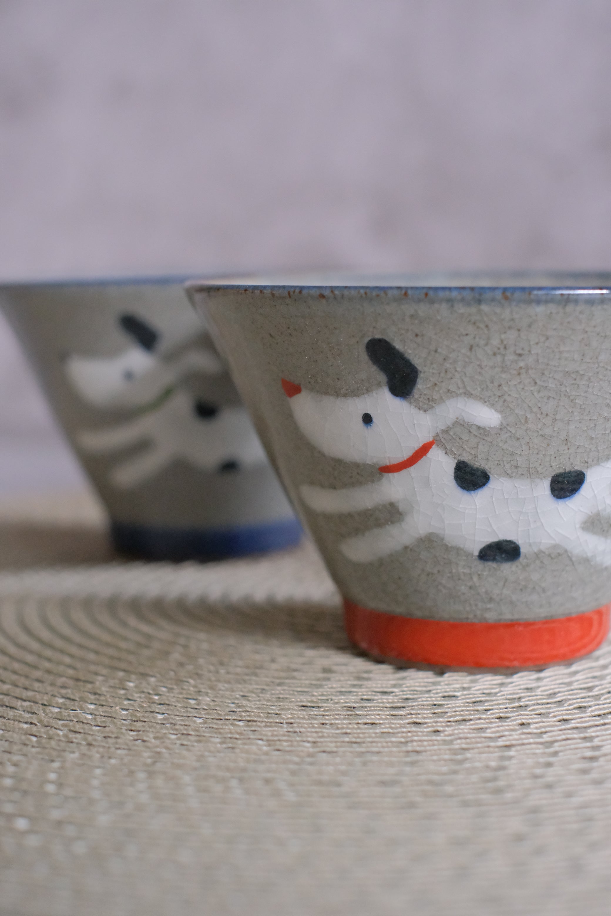 Shoho-gama Hasamiyaki Pair Dog Teacups