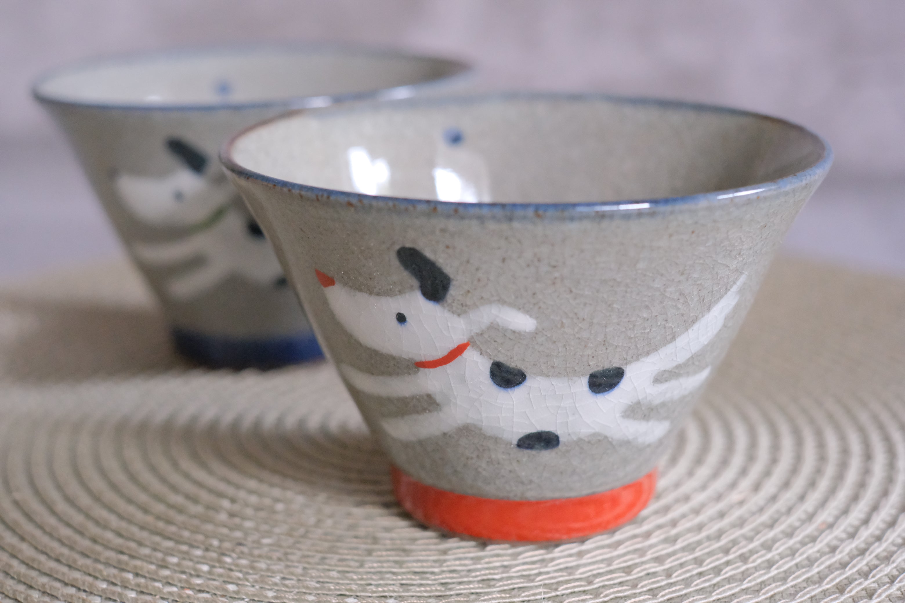 Shoho-gama Hasamiyaki Pair Dog Teacups