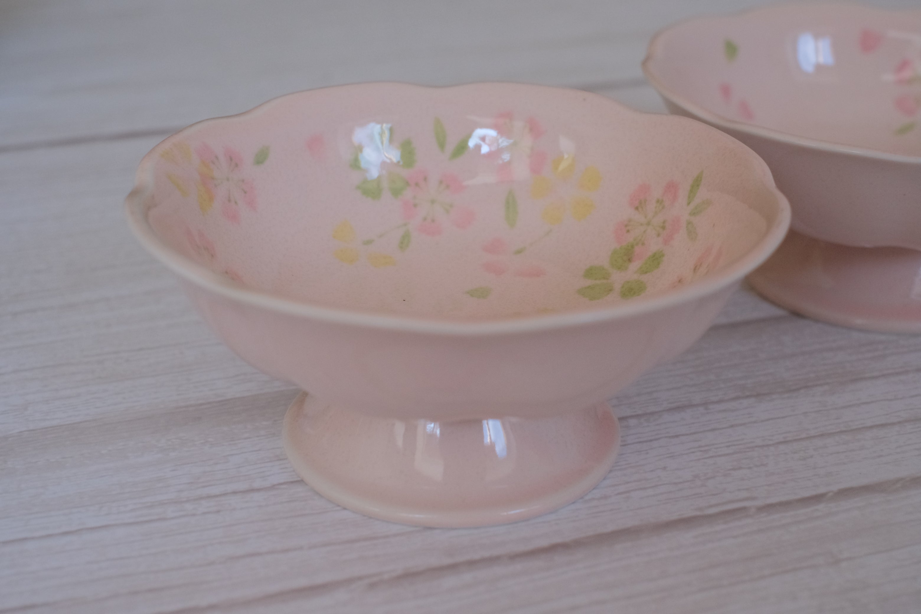 Nadeshiko Floral Edge Pink Elevated Dessert Bowl