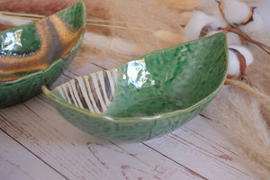 Oribe Contrast Texture Boat Serving Dish/ Snack Bowl Trio