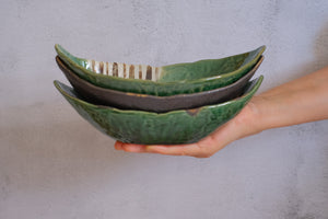 Oribe Contrast Texture Boat Serving Dish/ Snack Bowl Trio