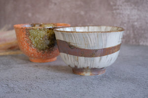 Pair Iga Powdered Rust Brushstroke Small Donburi Bowls