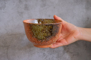 Pair Iga Powdered Rust Brushstroke Small Donburi Bowls