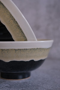 Black & Cream Minoyaki Drip Glaze Oversize Ramen Bowl