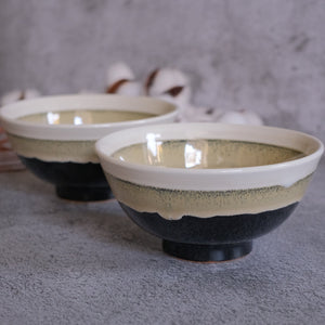 Black & Cream Minoyaki Drip Glaze Oversize Ramen Bowl