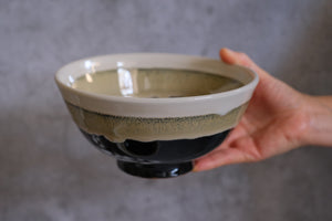 Black & Cream Minoyaki Drip Glaze Oversize Ramen Bowl