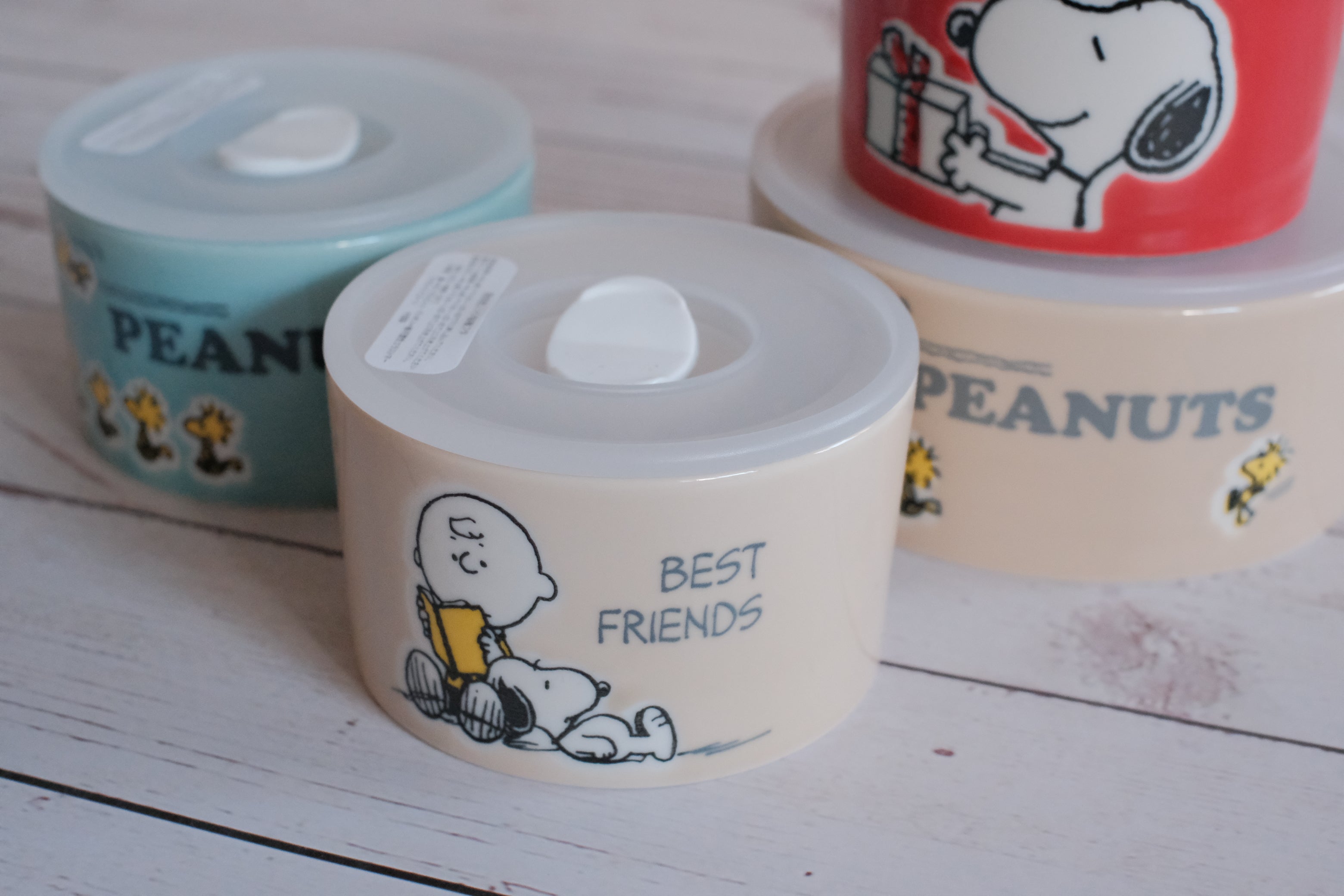 Peanuts Snoopy Japan Festive 4 Piece Ceramic Airtight Storage Container/ Lunch Canister