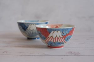 Madori Fuji-e Pair Porcelain Rice Bowls
