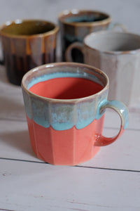 Drip Glaze Geometric Wabi Ombre 4 Piece Mug Set