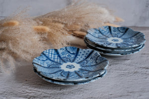 Minoyaki Flower Indigo Dyed Rotana Plate Set