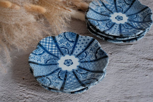 Minoyaki Flower Indigo Dyed Rotana Plate Set