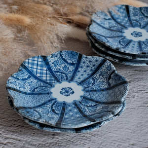 Minoyaki Flower Indigo Dyed Rotana Plate Set