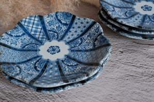 Minoyaki Flower Indigo Dyed Rotana Plate Set