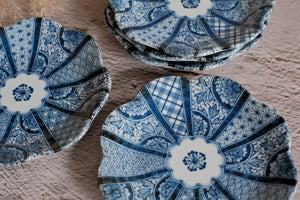 Minoyaki Flower Indigo Dyed Rotana Plate Set