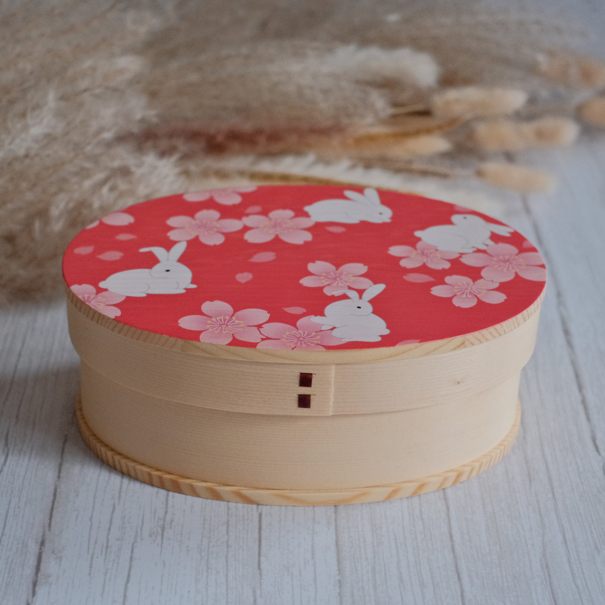 Red Spring Sakura Rabbit Natural Wood Bento Box – Object of Living
