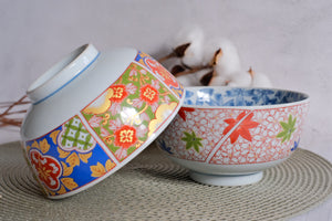 Set of 5 Arabesque Nishiki Koimari Large Donburi Bowl Set