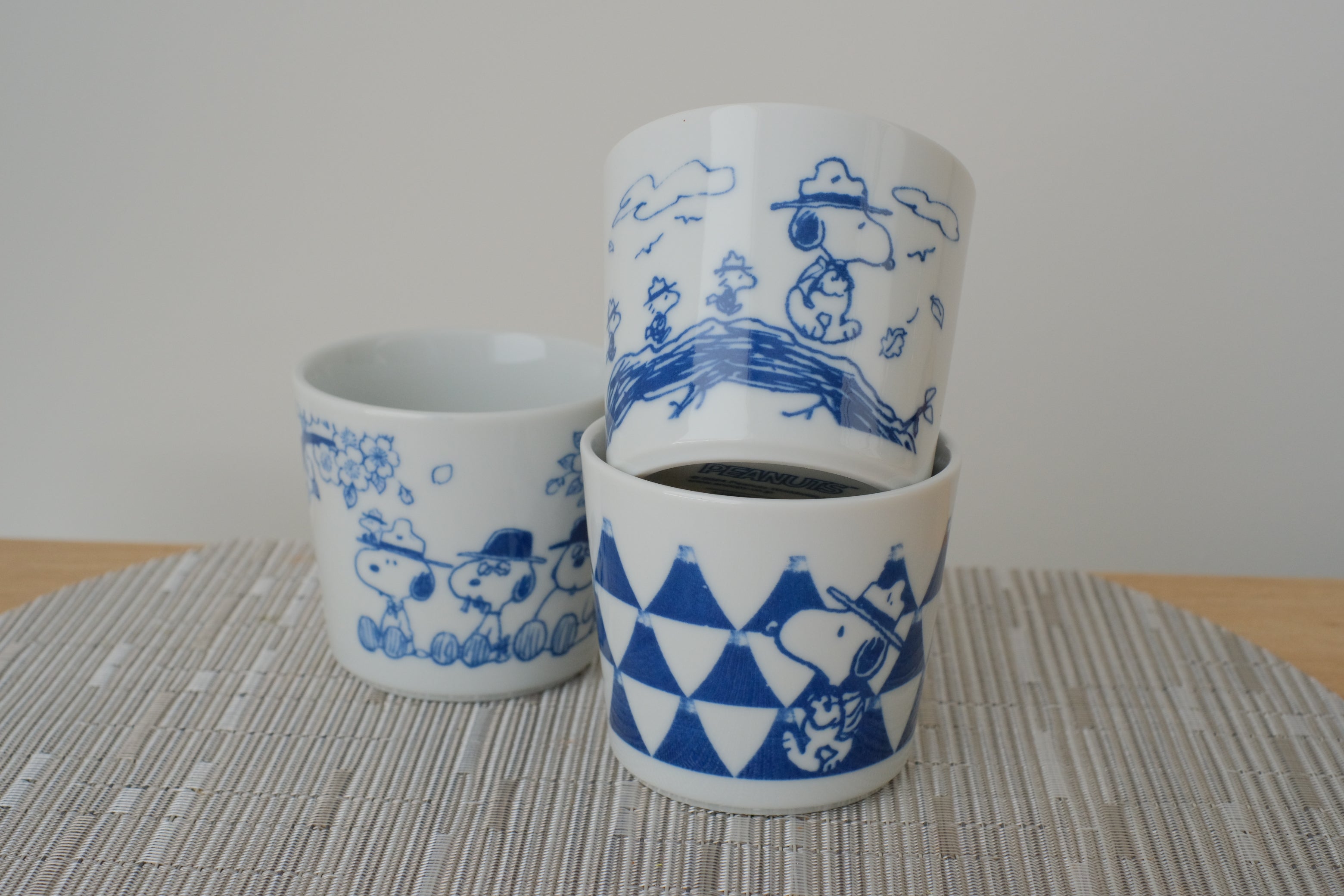 Snoopy Japan Indigo Sometsuke Spring Hike Soba Choko Cups – Object
