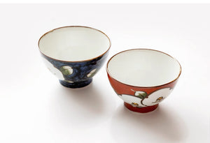 Aritayaki Porcelain Camellia Floral Pair Rice Bowls