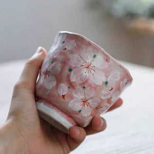 Minoyaki Hanami Pair Yunomi Teacup - Sakura Motif