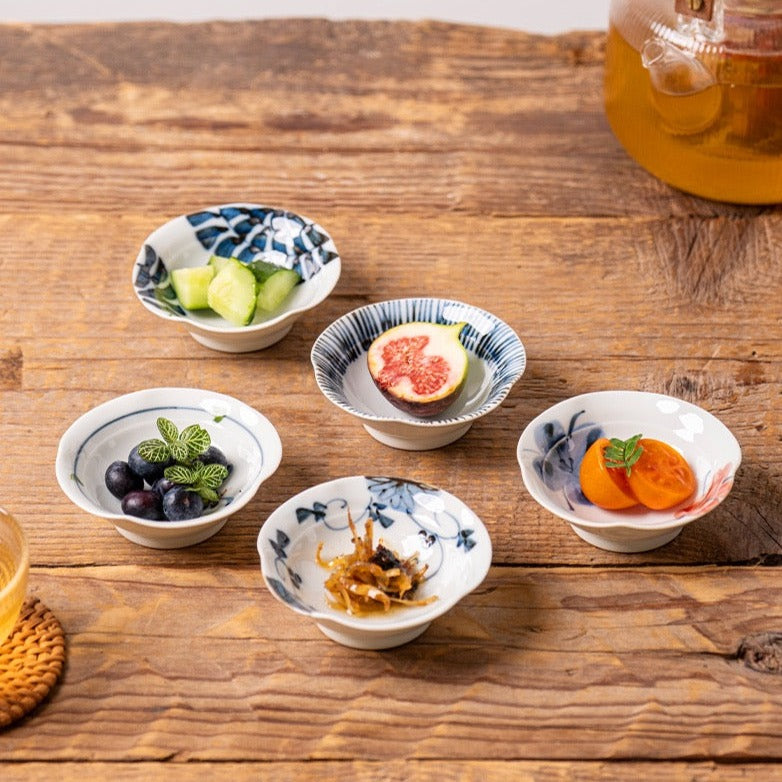 Hasamiyaki 5 Piece Lilypad Edge Petite Bowls