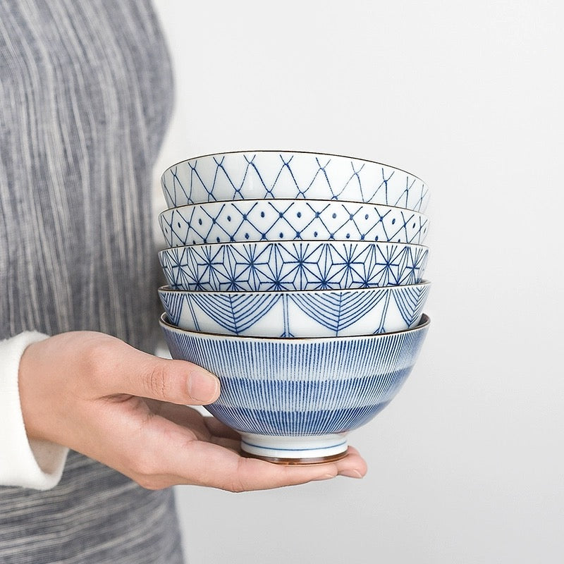 Geometric Rice Bowl Aritayaki 5 Piece Kiyohide Geometric Don Bowls – Object of Living