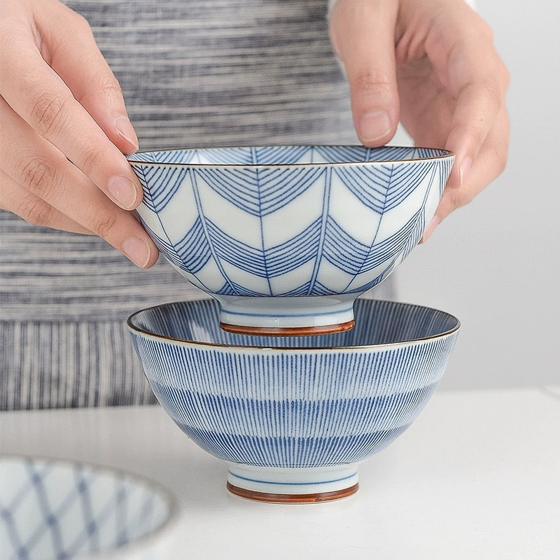 Geometric Rice Bowl Aritayaki 5 Piece Kiyohide Geometric Don Bowls – Object of Living