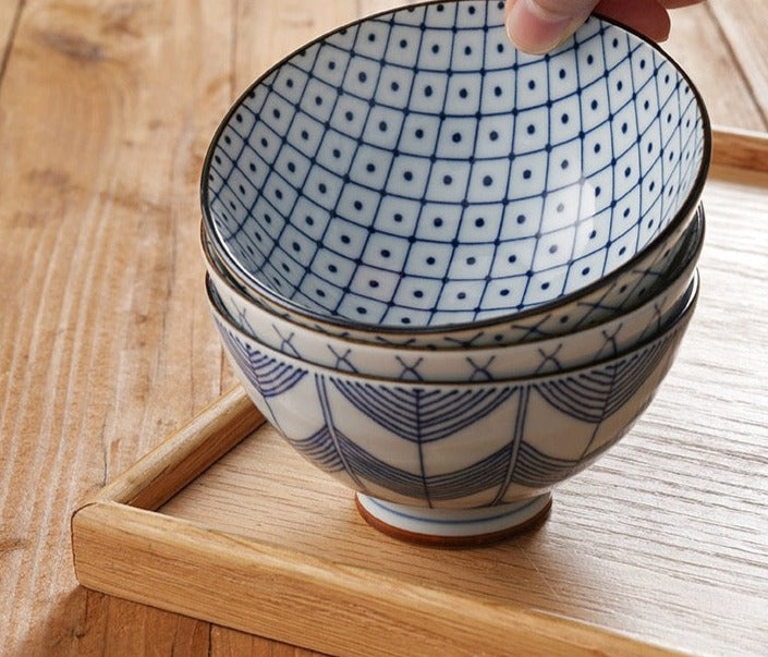 Geometric Rice Bowl Aritayaki 5 Piece Kiyohide Geometric Don Bowls – Object of Living