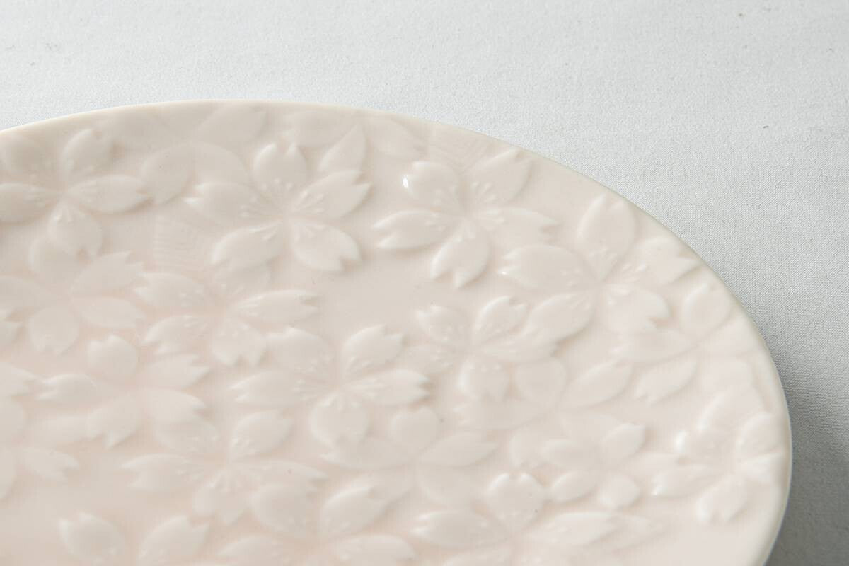 Miyama Spring 2022 - Peach Sakura Embossed Minoyaki Porcelain Plate