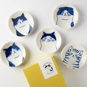 Minoyaki Shichita Cat Mamezara Petite Plate Set