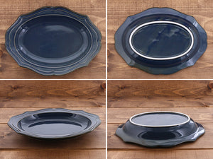 Tableware East - Raffine 4 Piece Vintage Shabby Chic Glaze Oval Deep Dish/ Pasta Plates