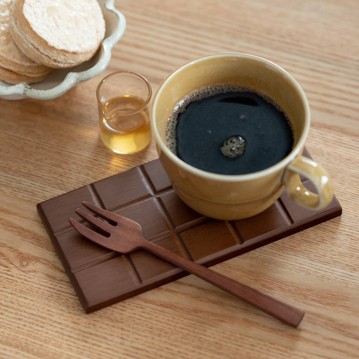 Chocolate Bar Beechwood Coaster Tray Biscuit Plate Light Dark