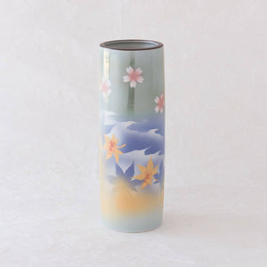 Kutaniyaki Sakura Maple Pastel Ombre Pencil Vase