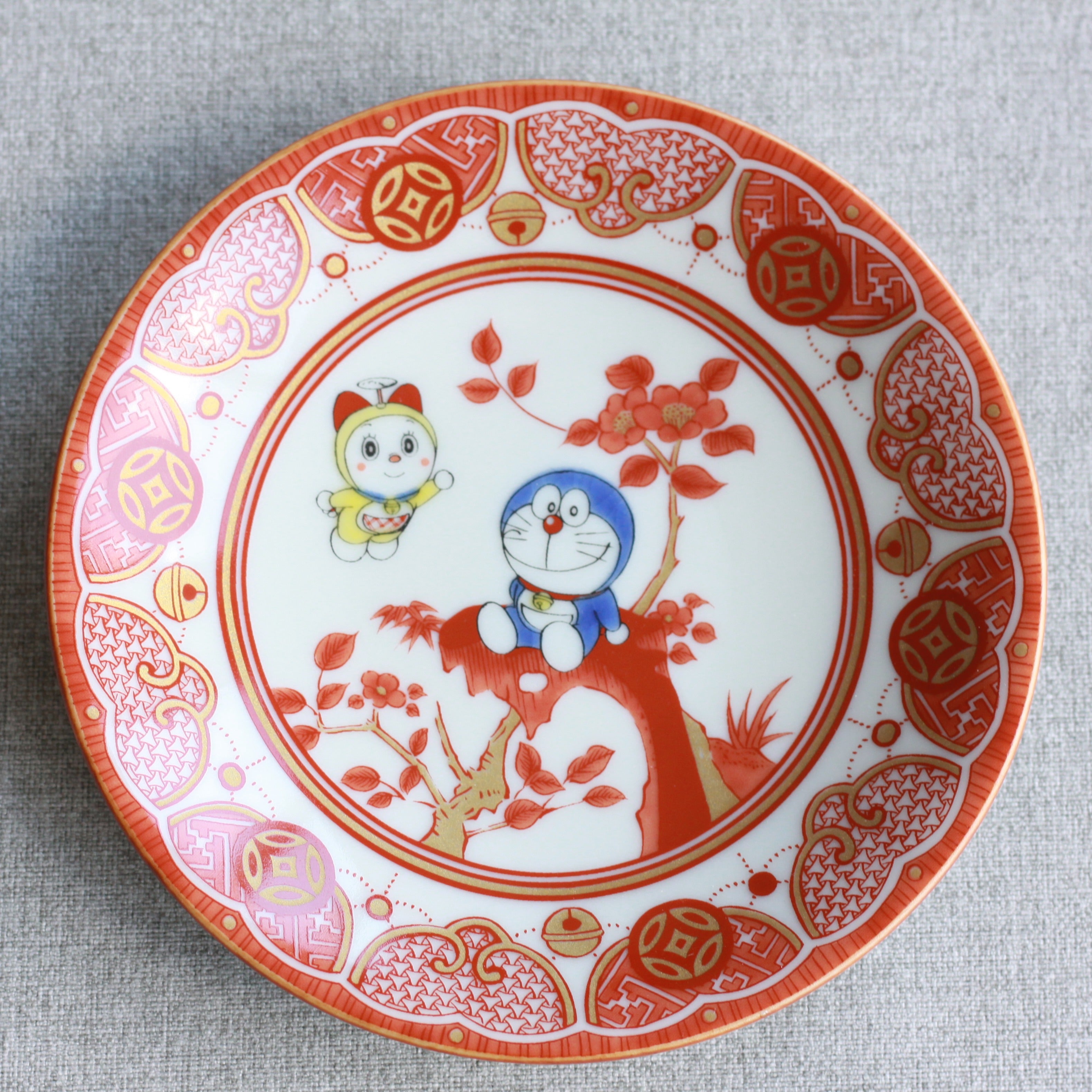 Doraemon Kutaniware Plate - Antique Red