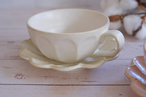 Kaneko Kohyo Rinka Soup Cup/ Latte Bowl & Saucer - Cream White