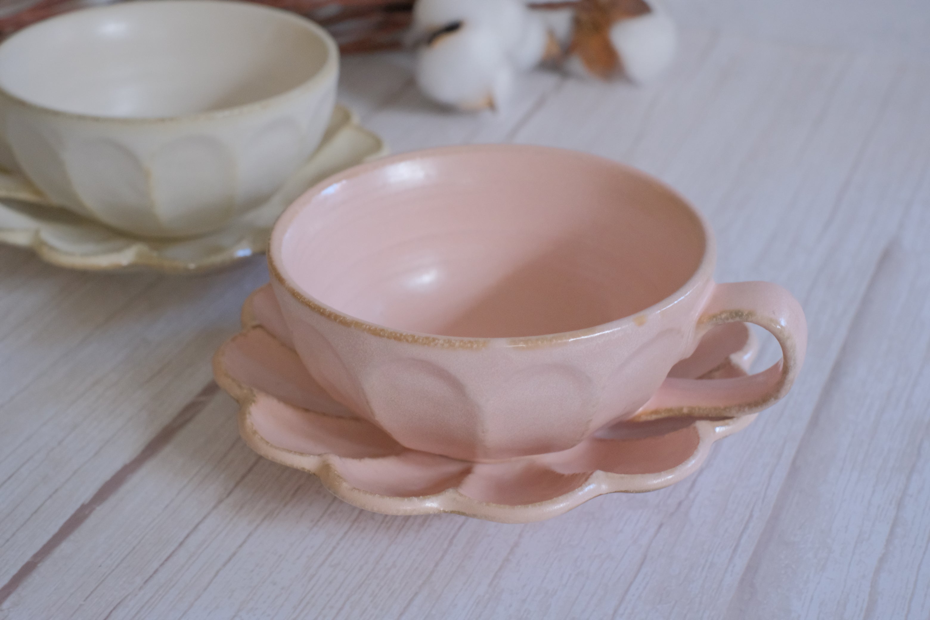 Kaneko Kohyo Rinka Soup Cup/ Latte Bowl & Saucer - Pink