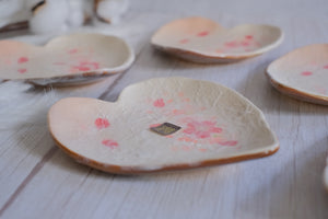 5 Piece Heart Shaped Sakura Petal Biscuit Plate Set