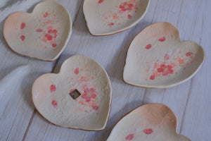 5 Piece Heart Shaped Sakura Petal Biscuit Plate Set