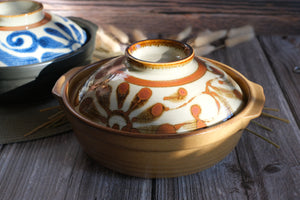 Ryukyu Arabesque Donabe Earthenware Clay Pot - Rustic Beige